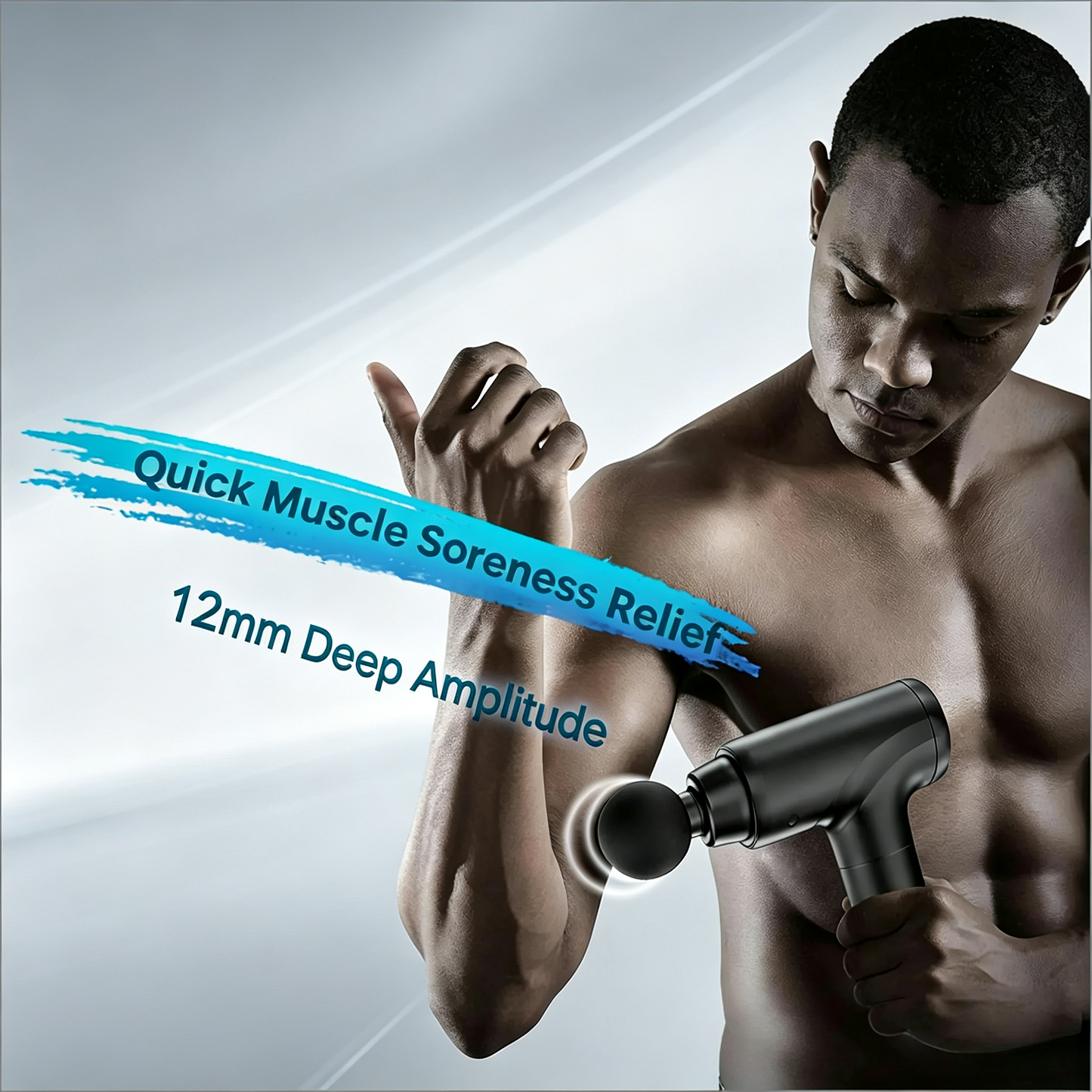 Deep Tissue Massage Gun for Athletes - Quiet Percussion Massager, 10 Heads, Black