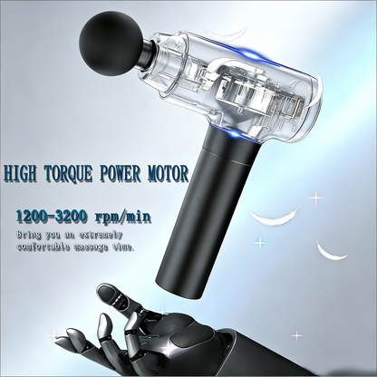 Deep Tissue Massage Gun for Athletes - Quiet Percussion Massager, 10 Heads, Black