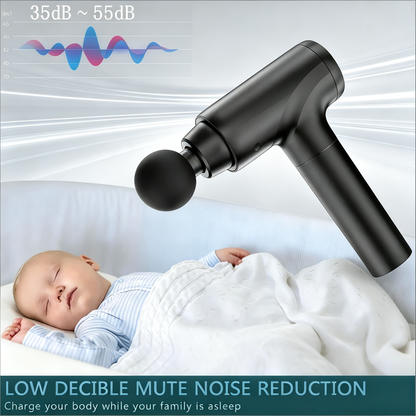 Deep Tissue Massage Gun for Athletes - Quiet Percussion Massager, 10 Heads, Black
