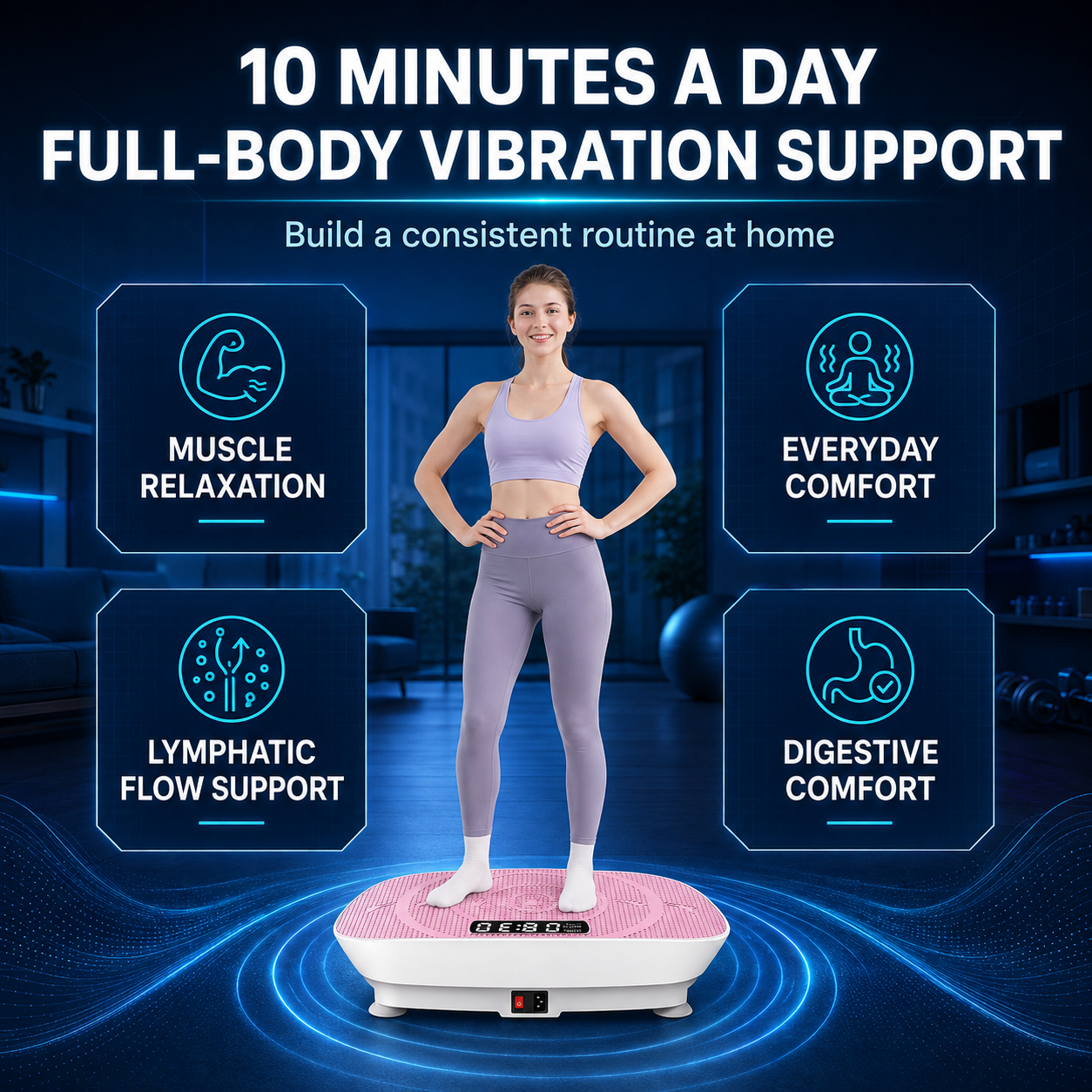 Solvay™ Whole-Body Vibration Plate – Support Weight-Loss Workouts & Leg Toning